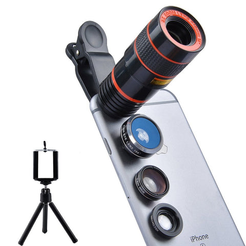 4 in 1 Camera Lens & Tripod for iPhone and Android Smartphones