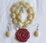 Jade Necklace Pendant Earrings Set