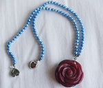 Fresh Water Pearls Necklace with Rose Pendant