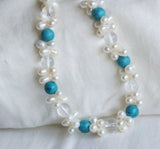 Turquoise Peal and Crystal Necklace