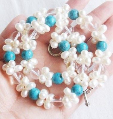 Turquoise Peal and Crystal Necklace