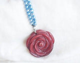 Fresh Water Pearls Necklace with Rose Pendant