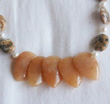 Handmade Ocean Jasper Nuggets Necklace in Peach Color
