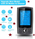 Rechargeable Tens Electronic Pulse Massager with 24 Modes, 10 Reusable Electrodes Pads and 20 Intensity Levels