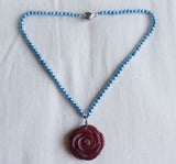 Fresh Water Pearls Necklace with Rose Pendant