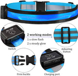 Rechargeable LED Reflective Belt and Arm Wrist Bands Set for Safety Running Jogging Biking Gear