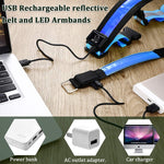 Rechargeable LED Reflective Belt and Arm Wrist Bands Set for Safety Running Jogging Biking Gear