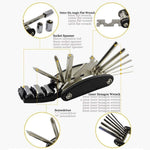 Bike Repair Tool Kits - 16 in 1 Multifunction Bicycle Mechanic Fix Tools Set Bag
