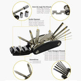Bike Repair Tool Kits - 16 in 1 Multifunction Bicycle Mechanic Fix Tools Set Bag