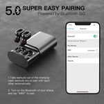 True Wireless Earbuds, Bluetooth 5.0 Auto Paring IPX8 Waterproof Earbuds with Wireless Charging Case