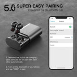 True Wireless Earbuds, Bluetooth 5.0 Auto Paring IPX8 Waterproof Earbuds with Wireless Charging Case