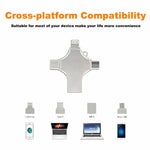 4 in 1 USB 64 -128 GB Photo Stick for  iPhone Samsung Galaxy LG Silver