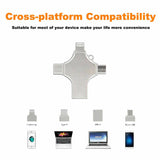 4 in 1 USB 64 -128 GB Photo Stick for  iPhone Samsung Galaxy LG Silver