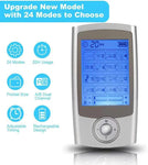 Rechargeable Tens Electronic Pulse Massager with 24 Modes, 10 Reusable Electrodes Pads and 20 Intensity Levels