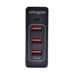 4-Port Smart Charger 3 USB-A Plus 1 USB-C Type C Port