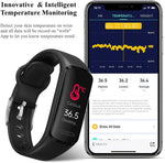 IP68 Waterproof Smart Activity Tracker with Heart Rate, Blood Pressure Monitor, Temperature Check