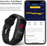 IP68 Waterproof Smart Activity Tracker with Heart Rate, Blood Pressure Monitor, Temperature Check