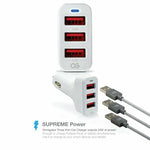 24W 3-Port USB Car Charger for Smartphones Tablets Smart Devices