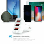 24W 3-Port USB Car Charger for Smartphones Tablets Smart Devices