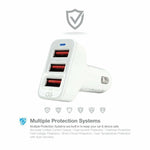 24W 3-Port USB Car Charger for Smartphones Tablets Smart Devices