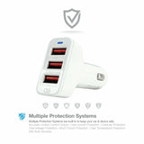 24W 3-Port USB Car Charger for Smartphones Tablets Smart Devices